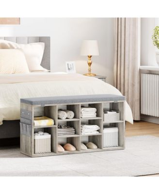 41 Inches Entryway Shoe Storage Cabinet Bench with 10 Cubbies,Shoe Rack with Cushion