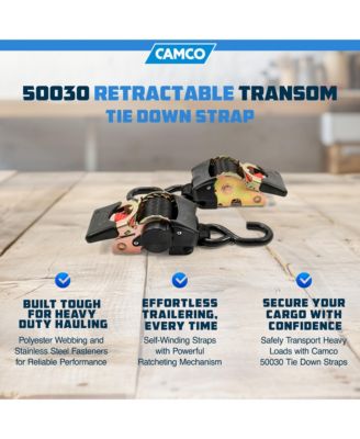 50030 Retractable Transom Tie Down Bolt On Straps, 2" x 5.5' (2 Straps)