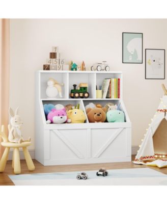 35.4" MDF Wood Stable & Safe Multifunctional Cabinet Kids Toy Storage Organizer for Room & Play Area