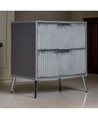 Nightstand with 2 Ribbed Soft Upholstered Drawers for Stylish Storage