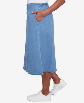 Women's Paneled Full Length Denim Skirt