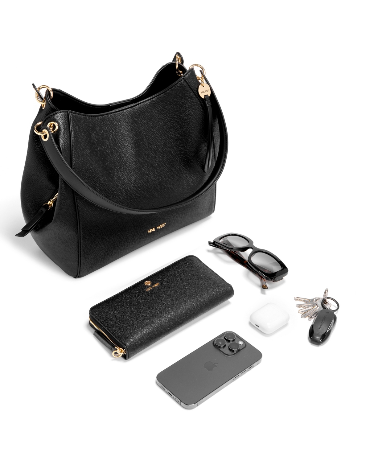 Nine West Meara Large Carryall Bag In Dark Black