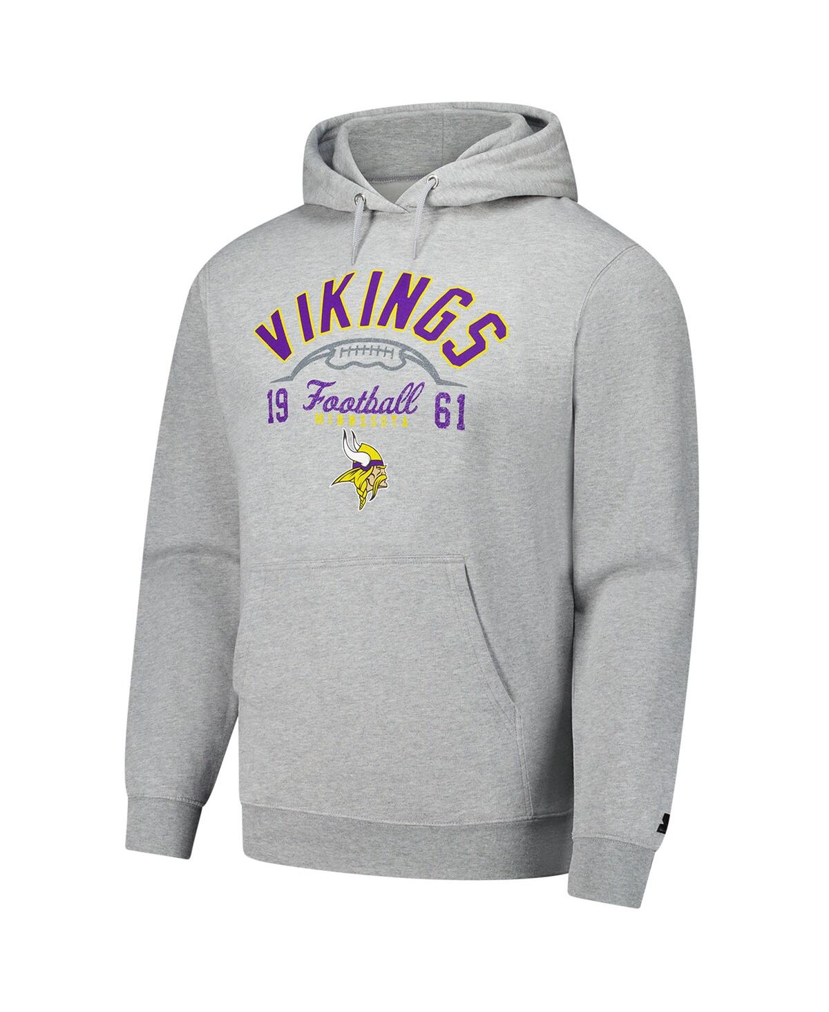 Starter Heather Gray Minnesota Vikings Pullover Hoodie In Heather Gray
