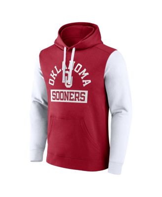 Men's Crimson Oklahoma Sooners Extra Point Color block Fleece Pullover Hoodie
