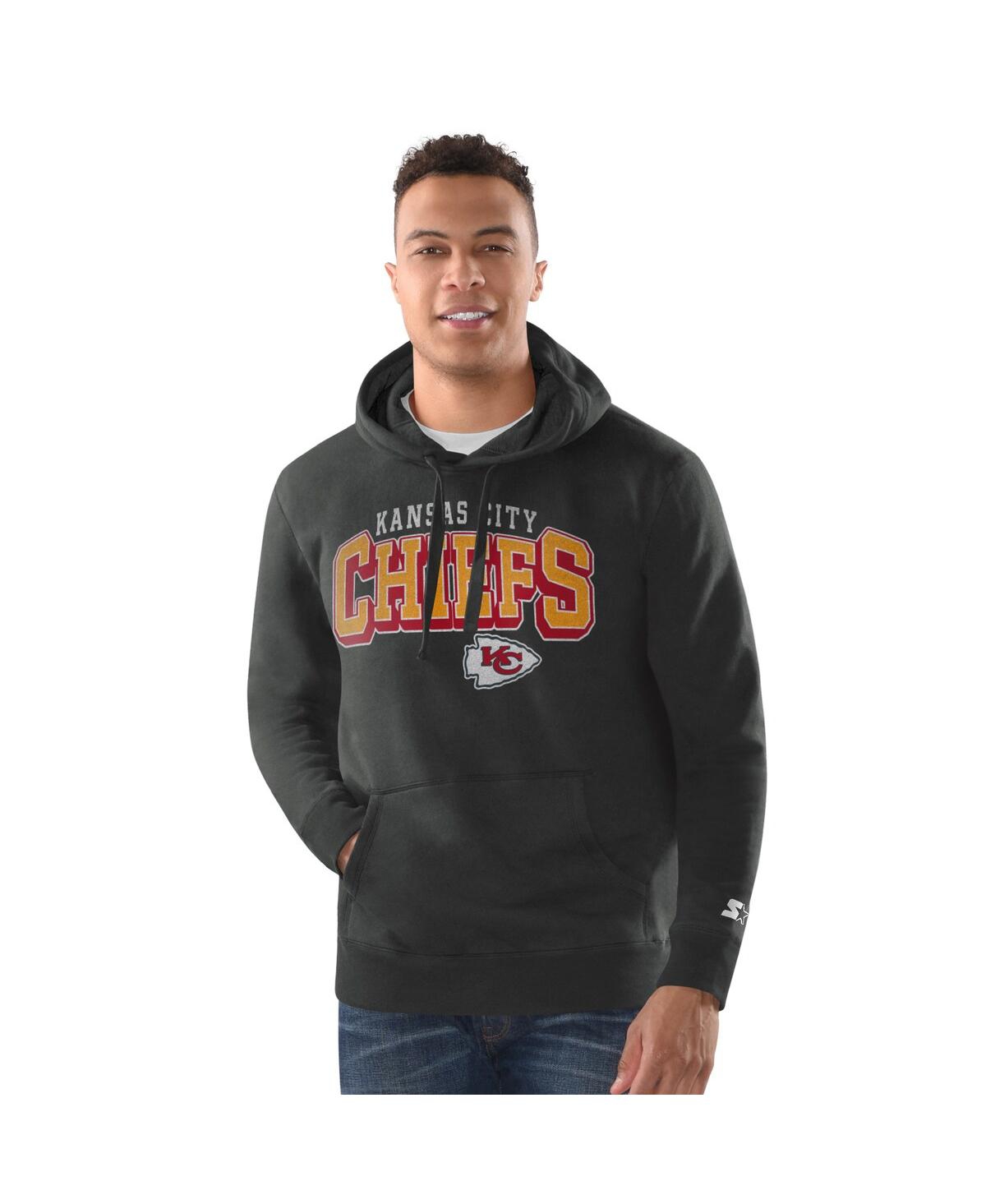 Starter Men's Charcoal Kansas City Chiefs Vintage Pullover Hoodie In Charcoal