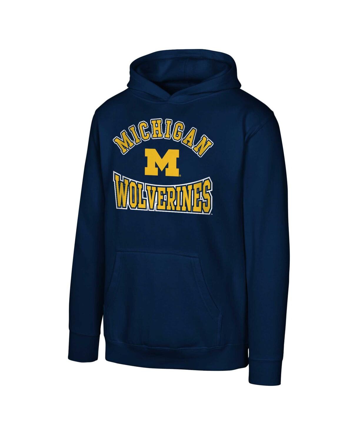 Outerstuff Big Boys And Girls Navy Michigan Wolverines Hometown Classic Fleece Pullover Hoodie In Navy