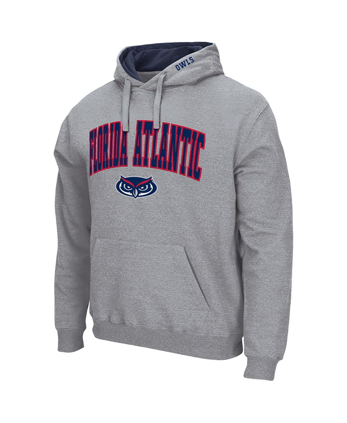 Colosseum Men's Heather Gray Florida Atlantic Owls Arch Logo 3.0 Pullover Hoodie In Heather Gray