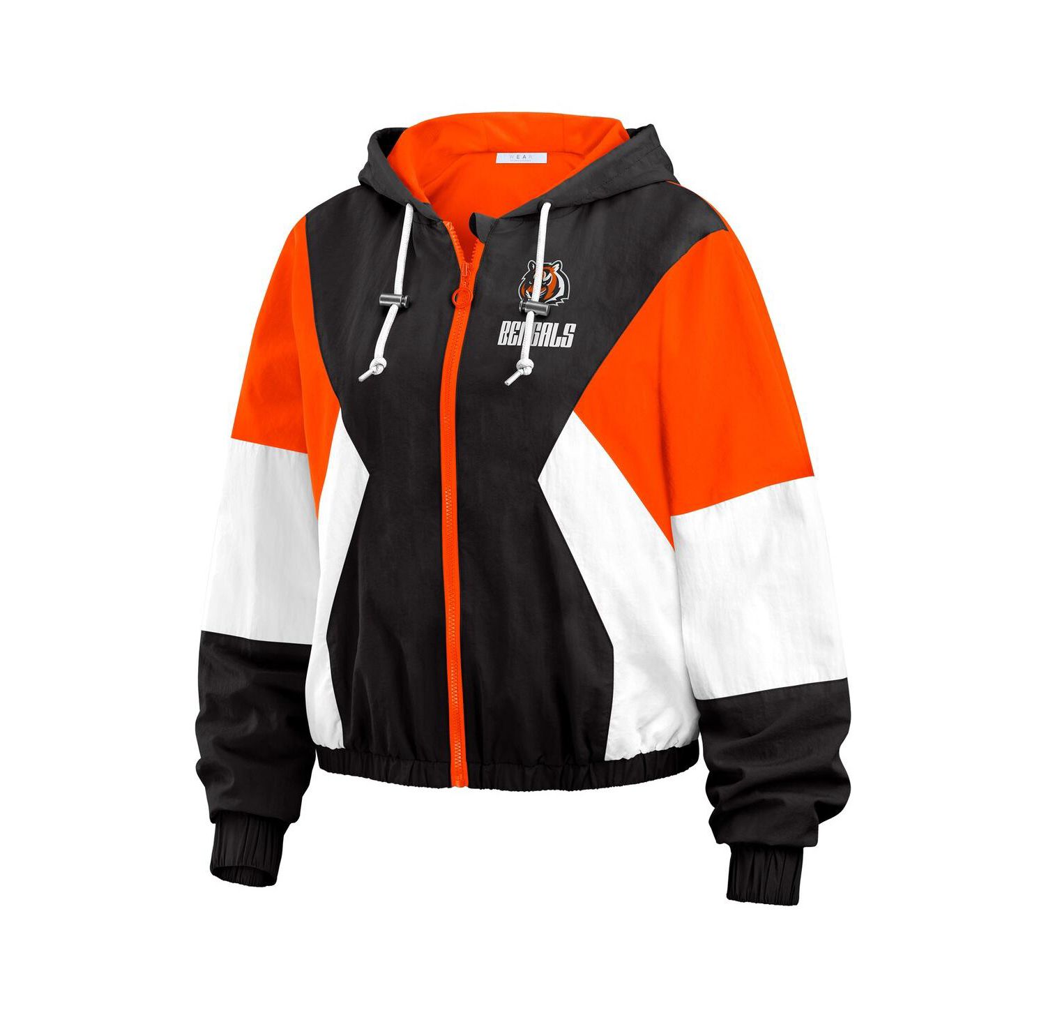 Black Cincinnati Bengals Color Block Full-Zip Windbreaker Jacket