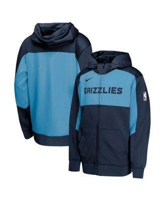 Nike - Big Boys and Girls Navy/Light Blue Memphis Grizzlies Authentic On-Court Showtime Performance Full-Zip Hoodie
