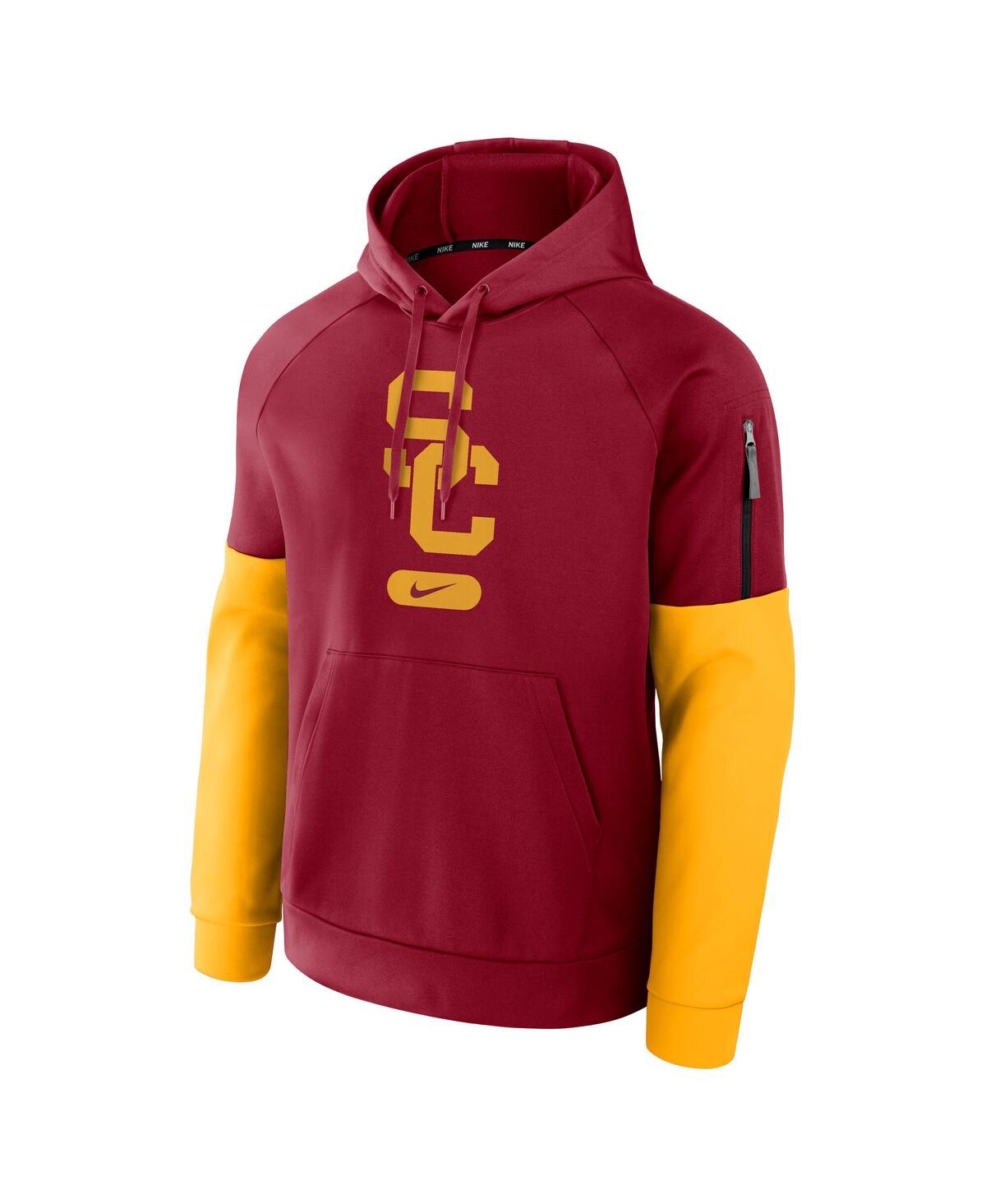 NIKE MEN'S CARDINAL/GOLD USC TROJANS FITNESS PERFORMANCE PULLOVER HOODIE