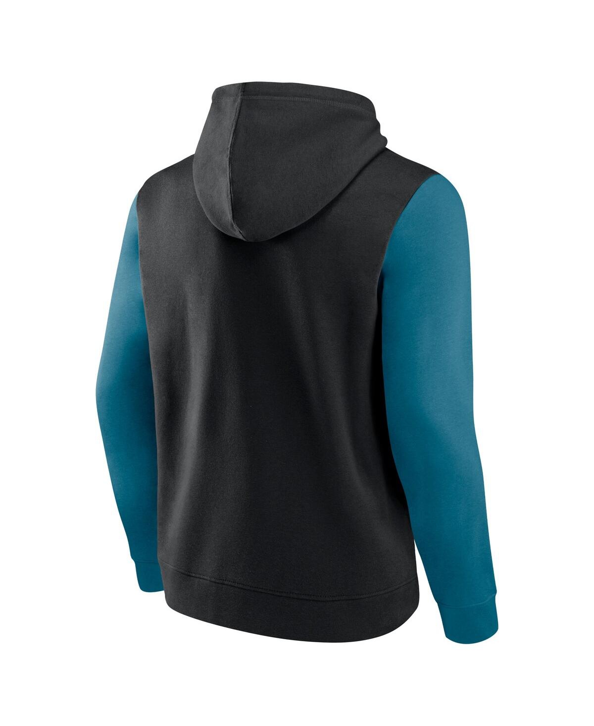 Fanatics Men's Black/teal Jacksonville Jaguars Outline Pullover Hoodie In Black,teal
