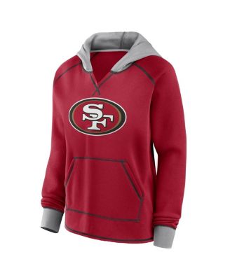 Women's Scarlet San Francisco 49ers Boom Fleece Pullover V-Neck Hoodie