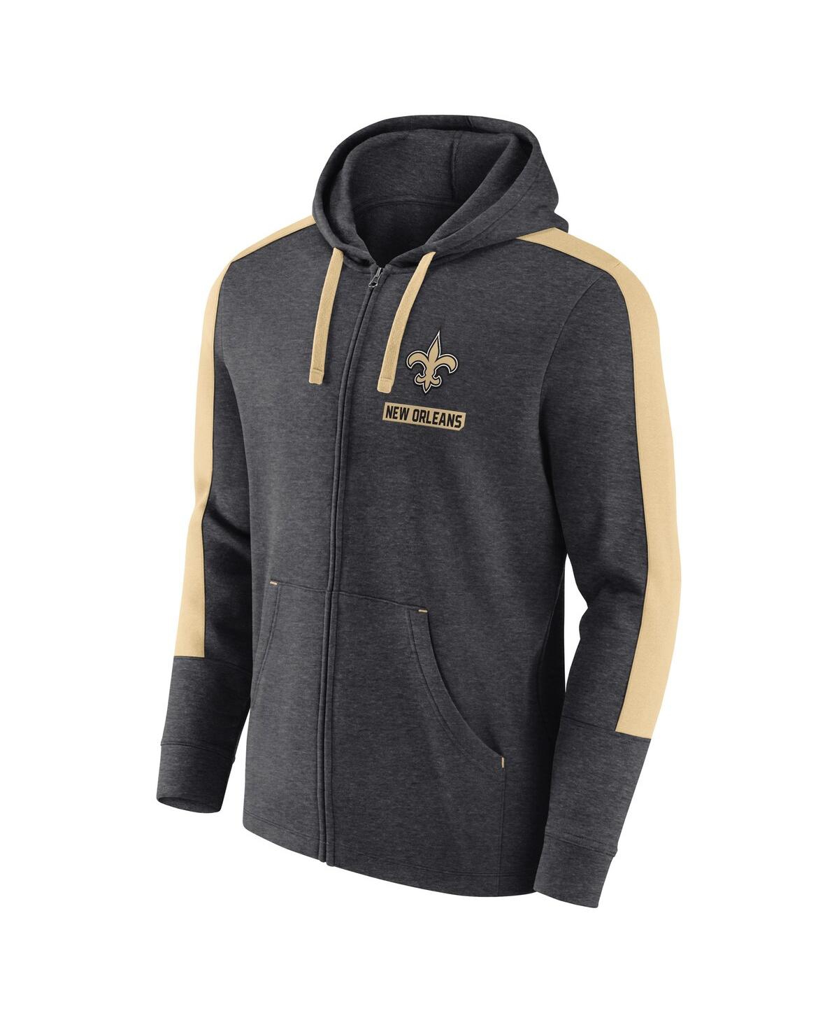 Fanatics Men's Heather Charcoal New Orleans Saints Gains Full-zip Hoodie In Heather Charcoal