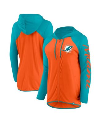 Fanatics - Women's Orange/Aqua Miami Dolphins Script Full-Zip Hoodie