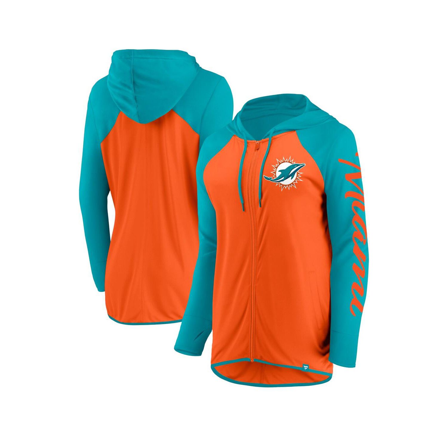 Women's Orange/Aqua Miami Dolphins Script Full-Zip Hoodie