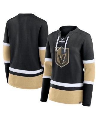Fanatics - Women's Black Vegas Golden Knights Prime Time Lace-Up Long Sleeve T-Shirt