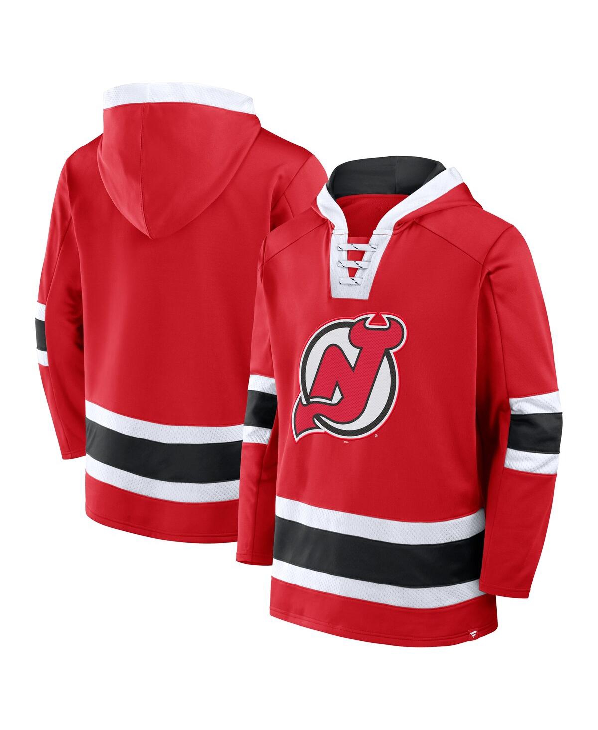Fanatics Men's Red New Jersey Devils Inside Line Fleece Pullover Hoodie In Red
