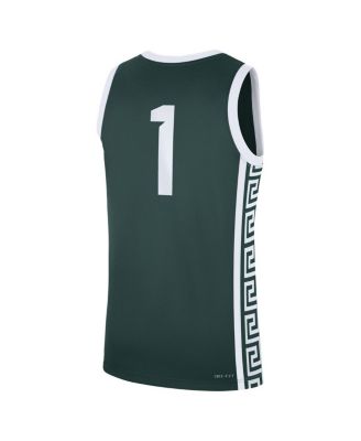 Men's 1 Green Michigan State Spartans Road Replica Jersey