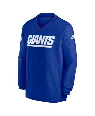 Men's Royal New York Giants 2024 Sideline Throwback Logo Long-Sleeve V-Neck Windshirt