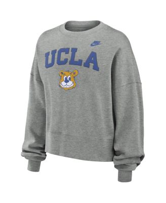 Women's Heather Gray UCLA Bruins Legacy Fleece Classic Arch Oversized Cropped Tackle Twill Sweatshirt