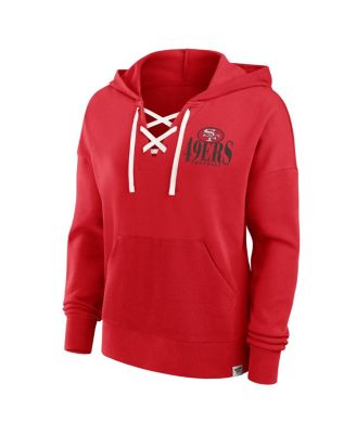 Women's Scarlet San Francisco 49ers Blitz Left Lace-Up Pullover Hoodie