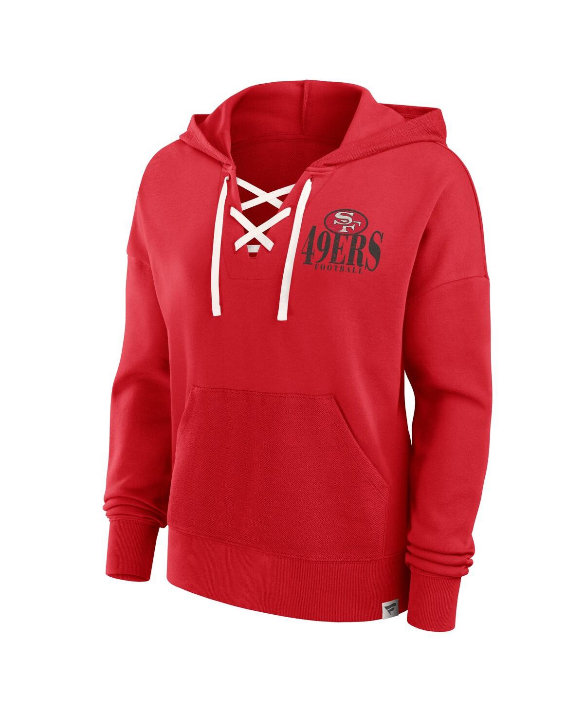 Fanatics Women's Scarlet San Francisco 49ers Blitz Left Lace-up Pullover Hoodie In Scarlet