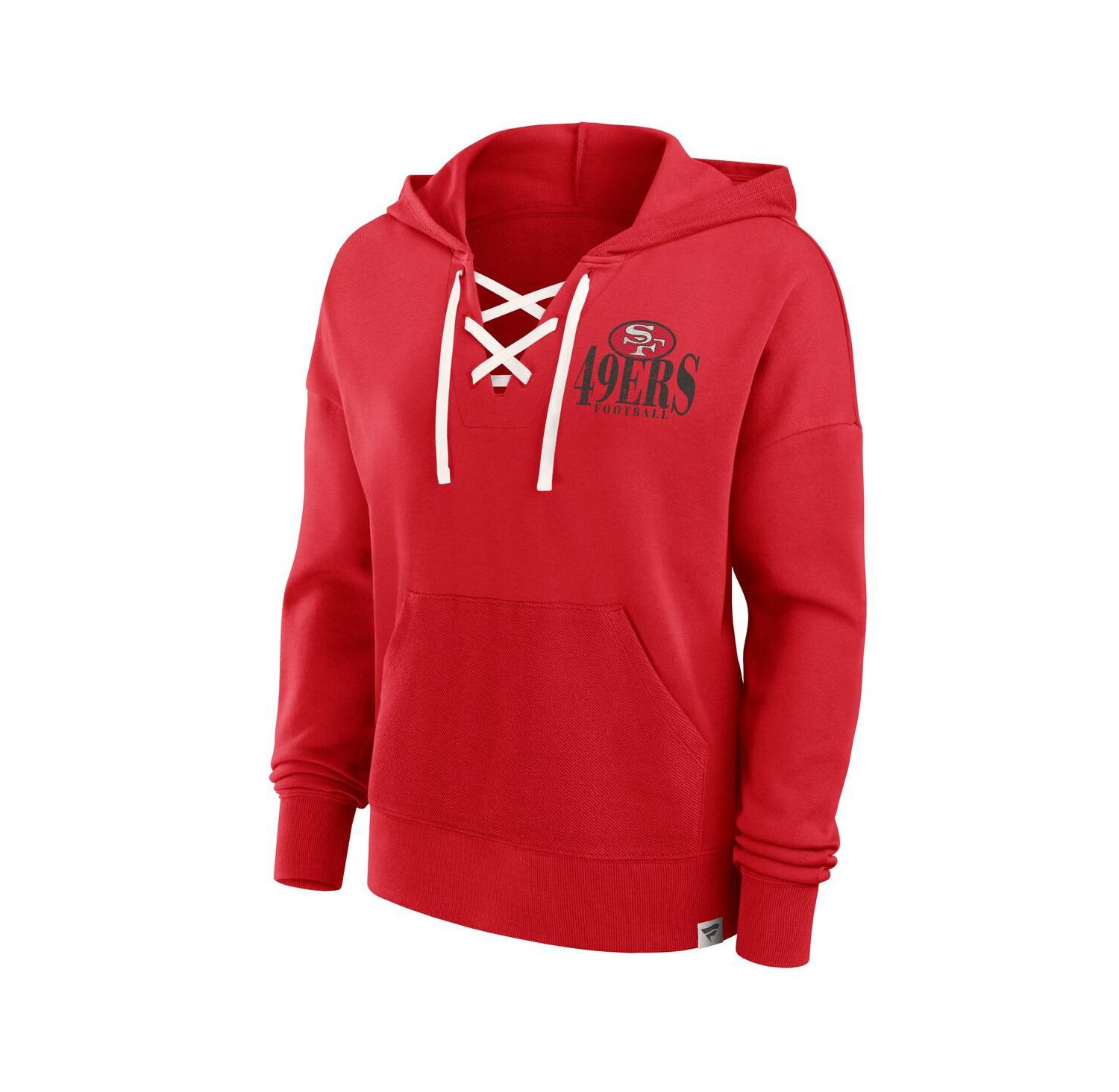 Women's Scarlet San Francisco 49ers Blitz Left Lace-Up Pullover Hoodie