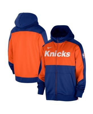 Nike - Men's Blue New York Knicks Authentic On-Court Showtime Performance Full-Zip Hoodie