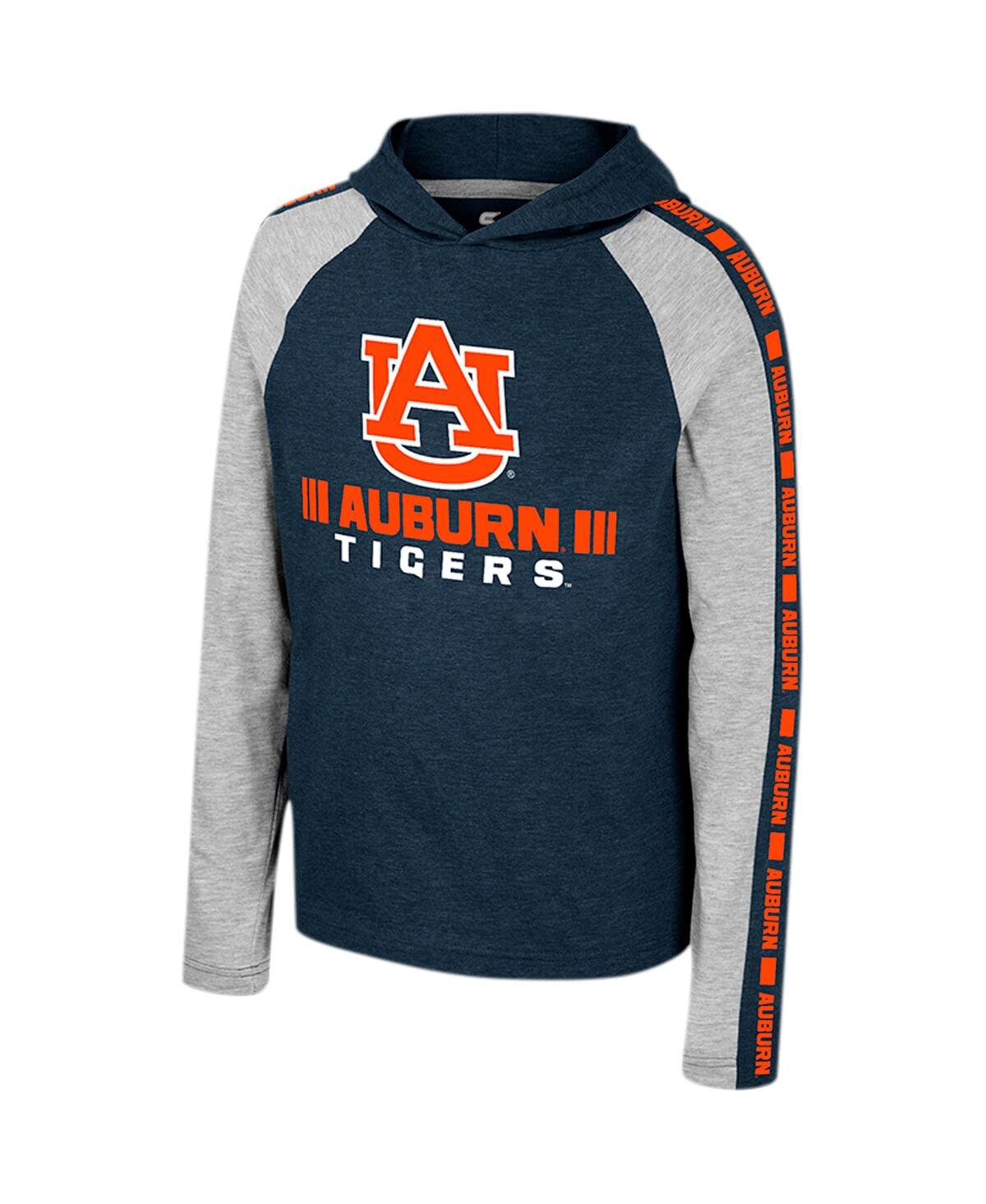 Colosseum Big Boys And Girls Navy Auburn Tigers Ned Raglan Long Sleeve Hooded T-shirt In Navy
