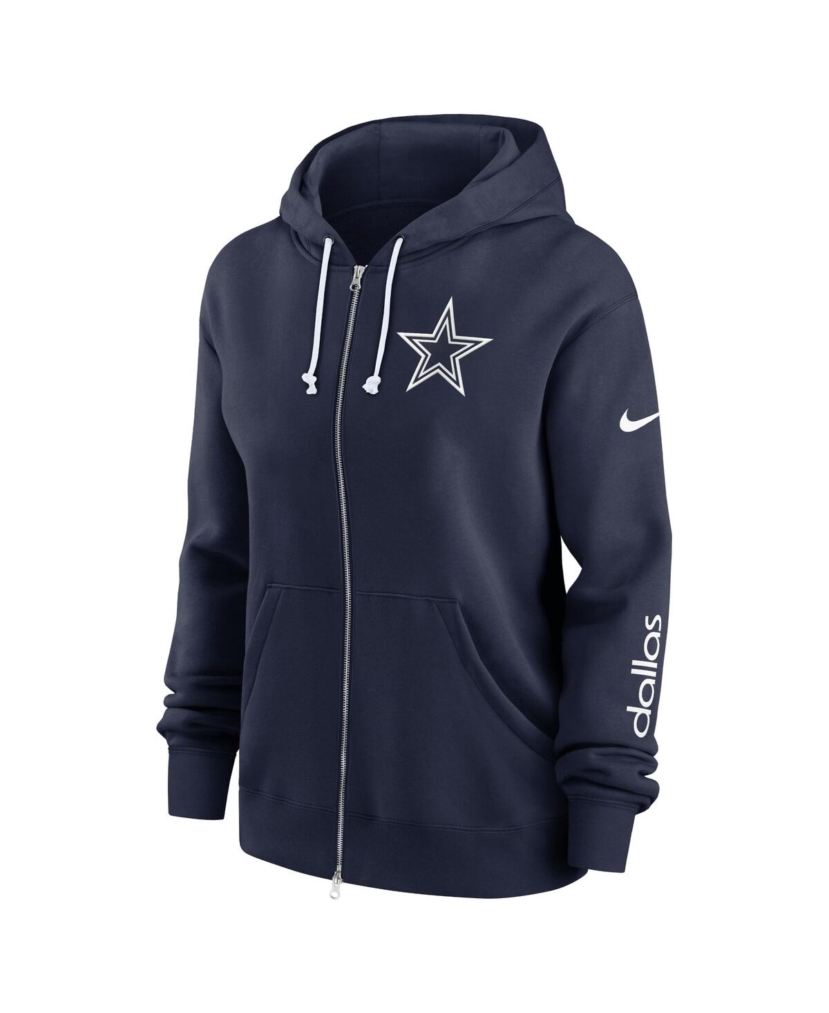 Nike Women's Navy Dallas Cowboys Plus Size Phoenix Full-zip Hoodie In Navy,white