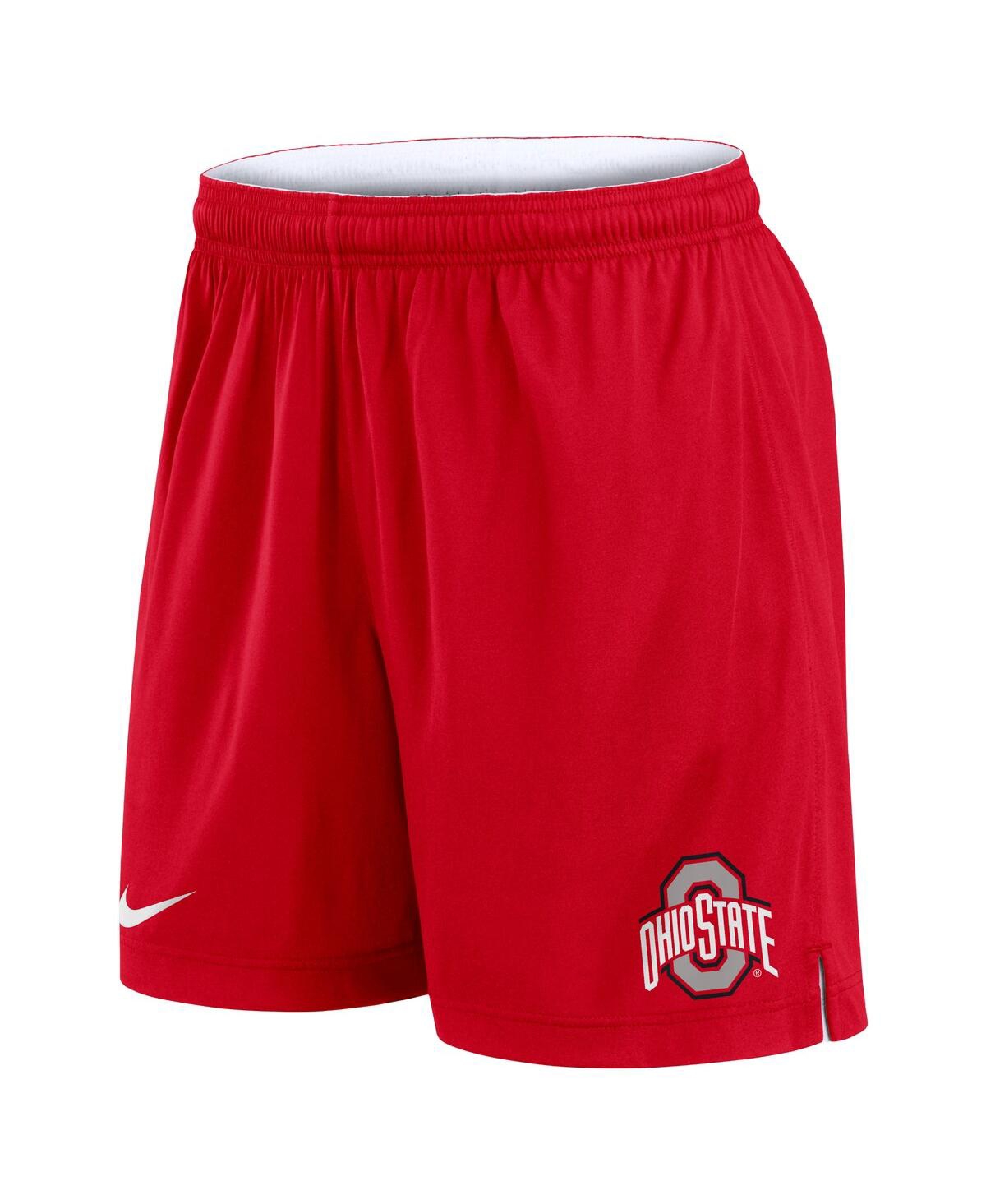 NIKE MEN'S WHITE/SCARLET OHIO STATE BUCKEYES PRIMETIME REVERSIBLE PERFORMANCE SHORTS
