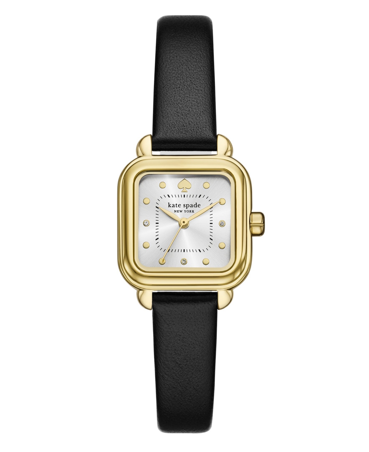 Women's Gracie Square Three-Hand Black Leather Watch, 25mm - Black