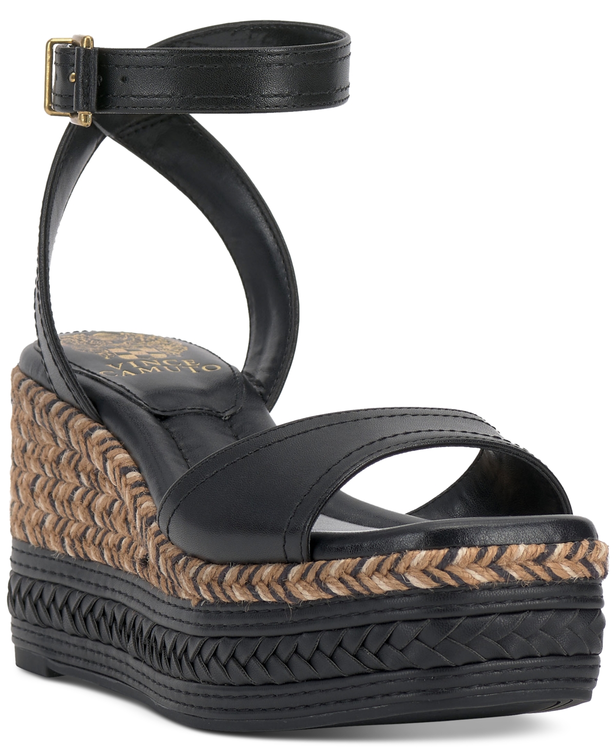 Vince Camuto Women's Lilla Two-piece Platform Wedge Sandals In Black Leather