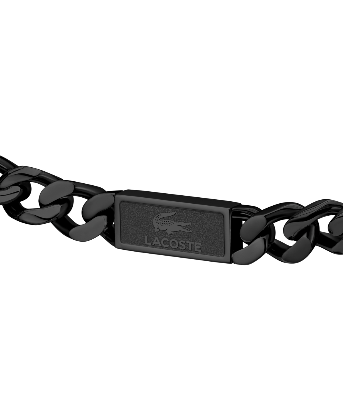 Lacoste Stainless Steel Backhand Chain Bracelet In Black