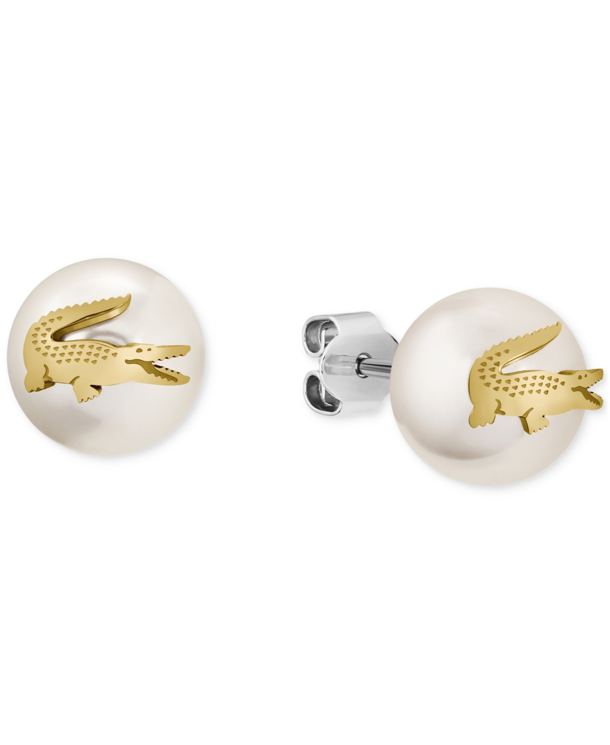Gold-Tone Matchpoint Glass Pearl Stud Earrings - Gold