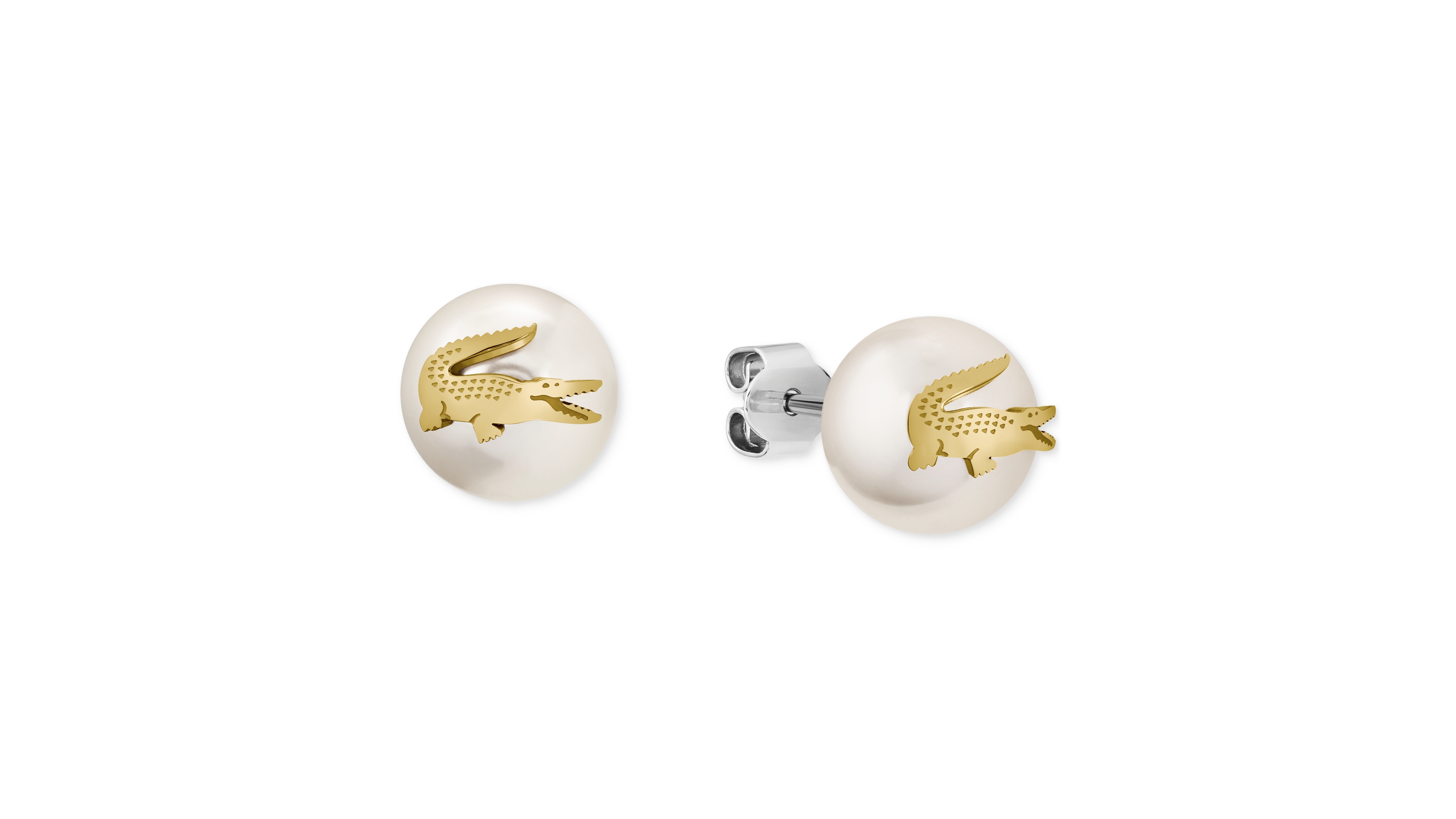 Lacoste Gold-Tone Matchpoint Glass Pearl Stud Earrings