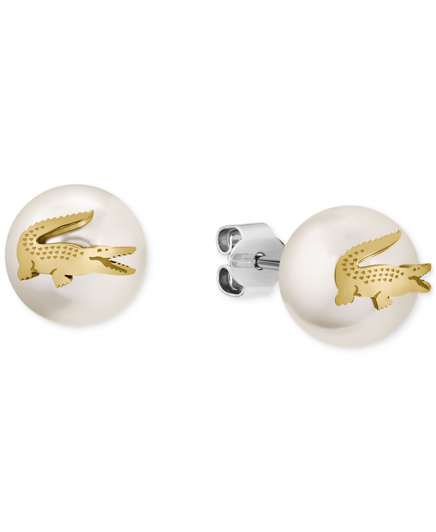 Gold-Tone Matchpoint Glass Pearl Stud Earrings