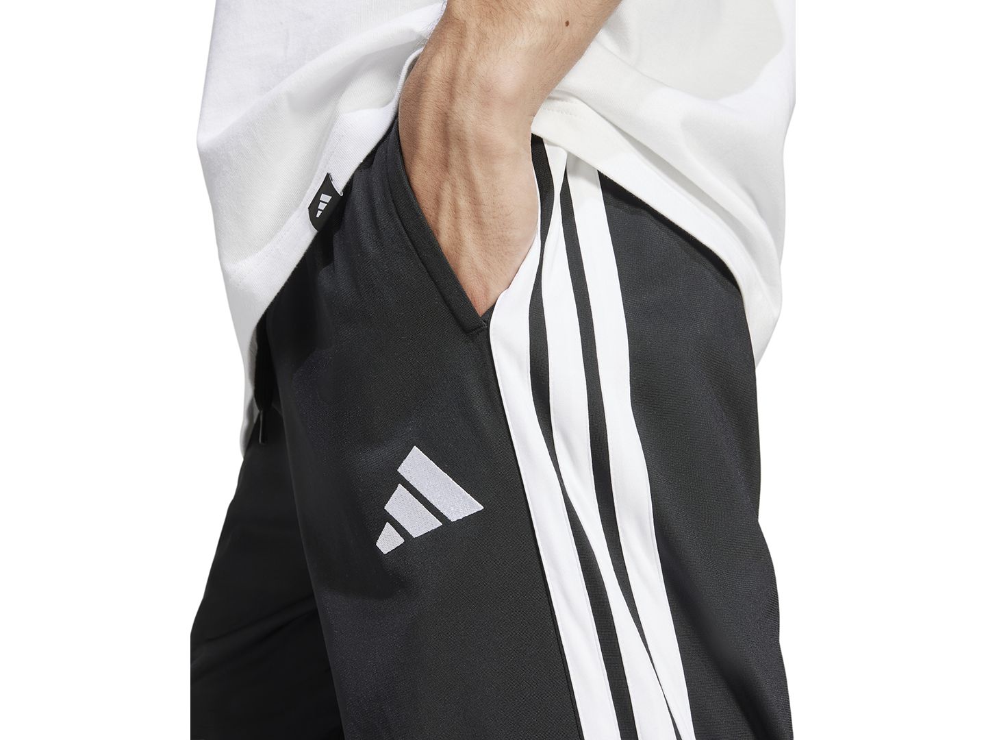Мужские брюки adidas 3-Stripes Regular Open Hem Track Pants, цвет: Чёрный — фото 2