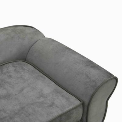 Dog Sofa Dark Grey Plush (80% polyester, 20% cotton), solid fir wood