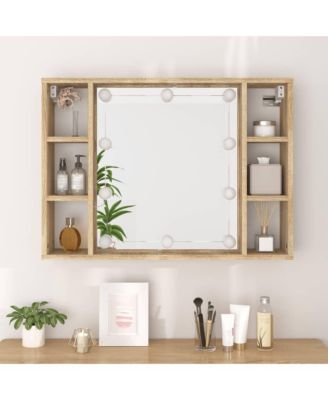Mirror Cabinet with LED Sonoma Oak 29.9"x5.9"x21.7"