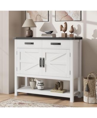 Farmhouse Entryway Table with 2-Door Cabinet & 2 Drawers