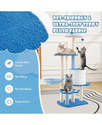 54'' Cat Tree Tower w/ Sisal Scratching Posts Bell Cat Perch Cat Condo