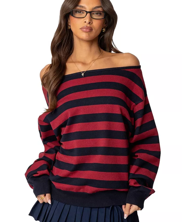 Women's Sterling Striped Off Shoulder Sweater