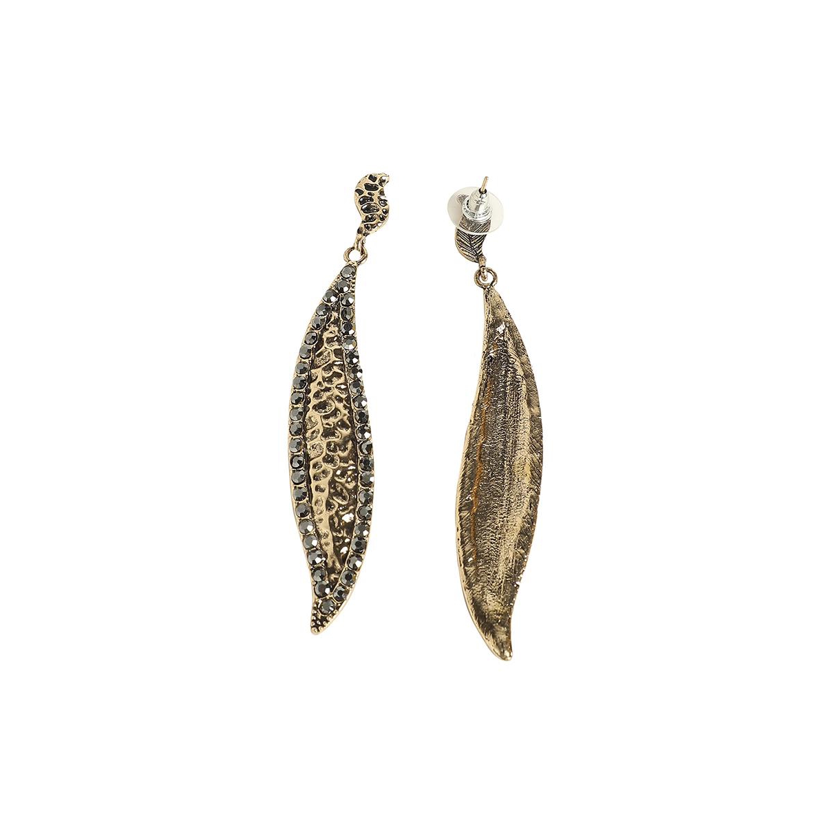 Sohi Embellished Rhombus Swirl Drop Earrings In Gold