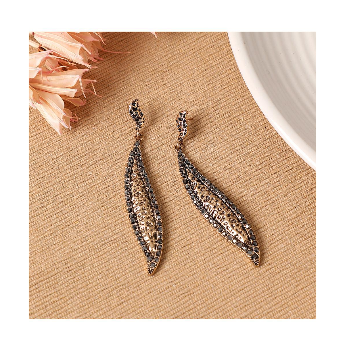 Sohi Embellished Rhombus Swirl Drop Earrings In Gold
