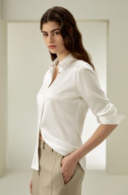 Women's Elegant Silhouette Silk Shirt