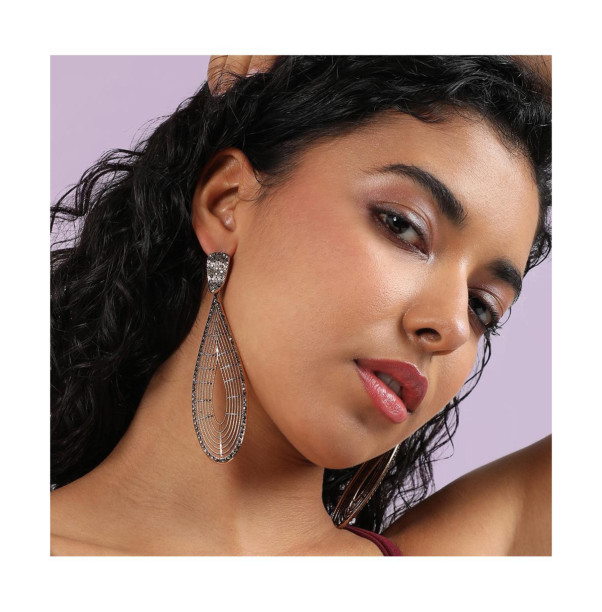 Maxi Lined Teardrop Drop Earrings