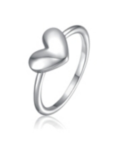 GiGiGirl Minimalist Heart-Shaped Band Ring in White Gold Plated, 14K Gold Plated, or 18K Rose Gold Plated - Silver