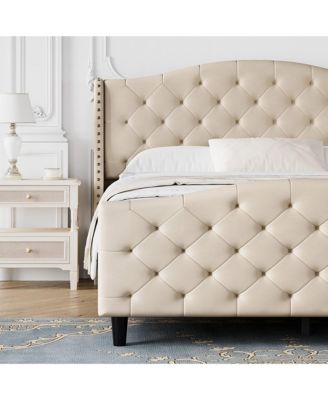 Queen Size Velvet Platform Bed Frame w/Headboard and Footboard Upholstered Bed Frames