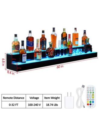 60-Inch Acrylic LED Wine Display Rack - Remote Control, App-Controlled, Modern Design, Two-Step Shelf, and Home Bar Accessory